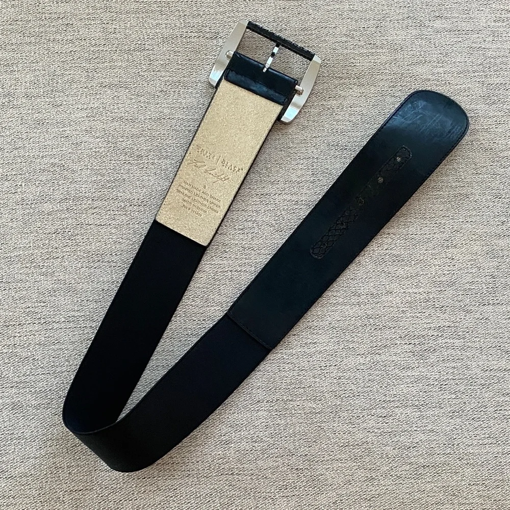 WHBM Wide Leather & Elastic Belt